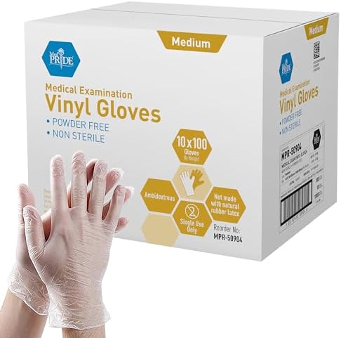 MED PRIDE Vinyl Medical Exam Gloves, Powder & Latex-Free, 1000-Count by MEDPRIDE