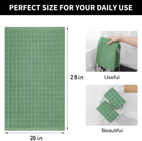 Homaxy 100% Cotton Terry Kitchen Towels, Large 8 Pack, Grass Green - Image 5