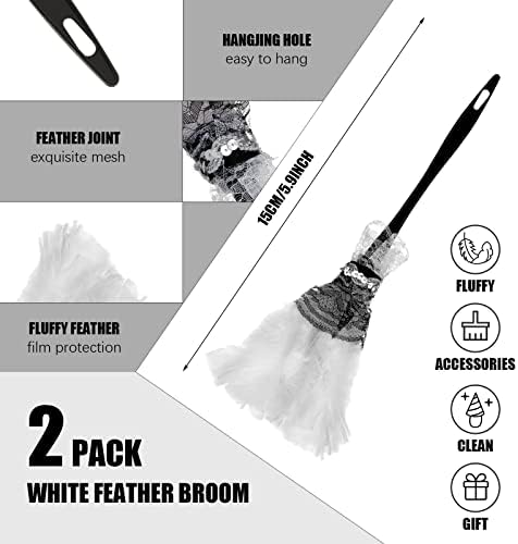 Cindeer 2 Pcs Feather Duster Halloween French Maid Accessory Feather Duster - Image 2