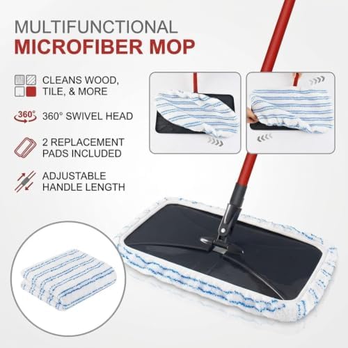 Microfiber Flat Mop Kit with Large Surface Dust Flat Mop - Image 5