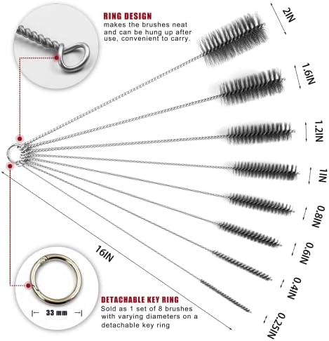 16 in Extra Long Pipe Cleaning Brush Set Stainless Steel Bristles - Image 2