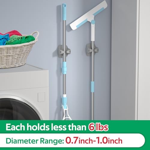 reliahom Broom Holder Wall Mount Mop Grippers organizer wall hanging - Image 5