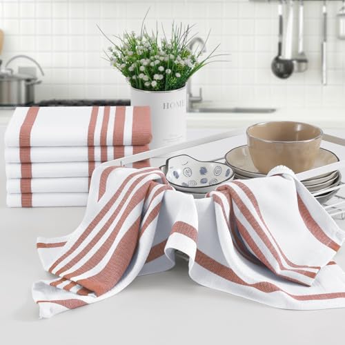 Homaxy Premium Cotton Stripe Kitchen Towels 8 Pack - Image 5