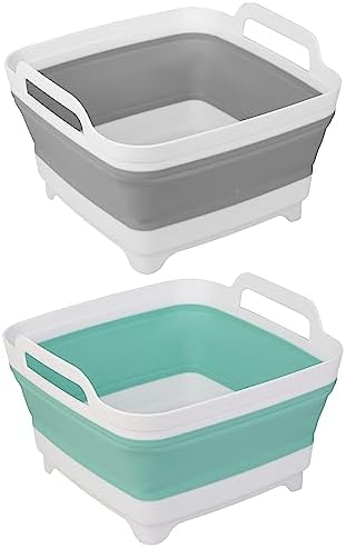 2 Pack Dishpan for Washing Dishes, 2.4Gal/9L Wash Basin by Tiawudi