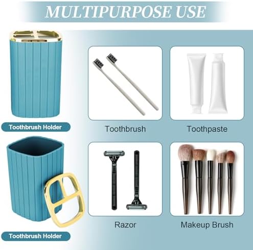 RRM Bathroom Soap Dispenser and Toothbrush Holder Set, Teal Blue - Image 3