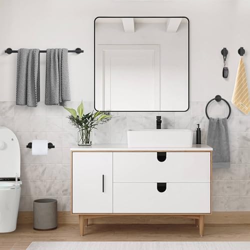 5 Pieces Matte Black Bathroom Hardware Accessories Set, Bathroom 23.6 Inch - Image 7