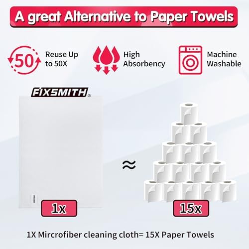 FIXSMITH White Microfiber Cleaning Cloth, Reusable Shop Towels, Microfiber - Image 4