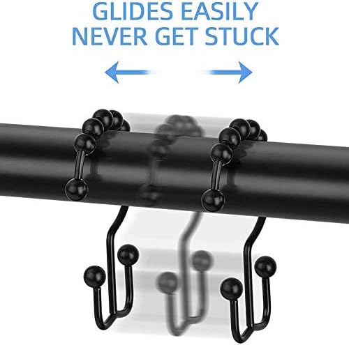 DAWNER Shower Curtain Hooks Rings, Rust Proof Hooks, Metal Easy Glide Double - Image 3