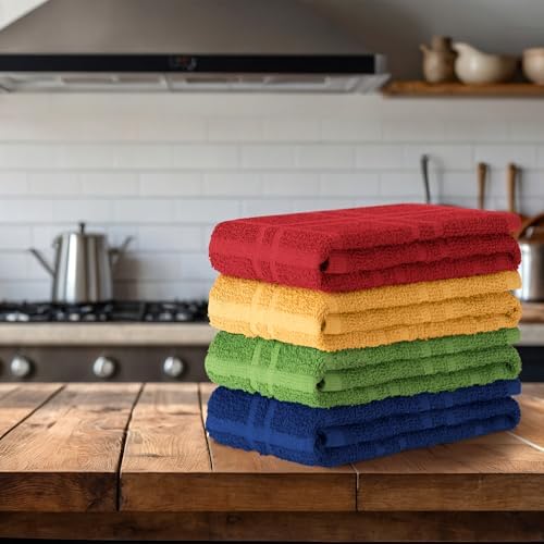 DecorRack Large Kitchen Towels, 100% Cotton, Plaid Rags, 15 x 25 - Image 6