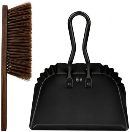 Dust Pan and Brush Set, Small Handheld Metal Dustpan and Wooden Broom by Unknown