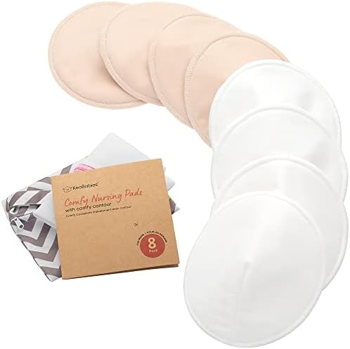 Organic Nursing Pads, 8 Washable Breast Pads, Wash Bag by KeaBabies