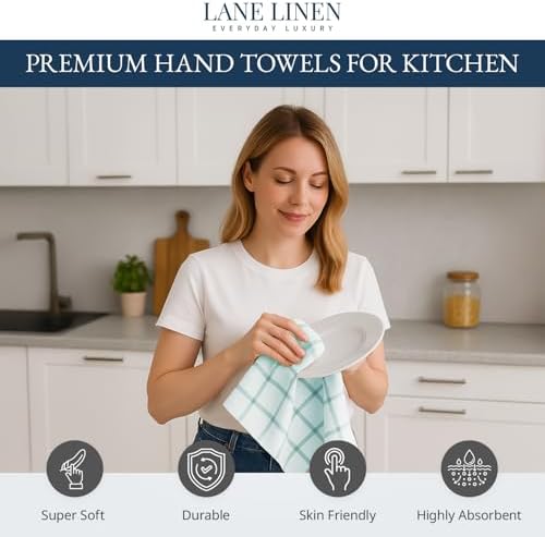 LANE LINEN Hand Towels for Kitchen 100% Cotton Quick Drying 12 Pack - Image 2