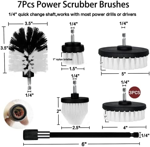 8 Pack Drill Brush Attachment Set, 1/4in Power Scrubber Brush + Extend Long Rod - Image 4