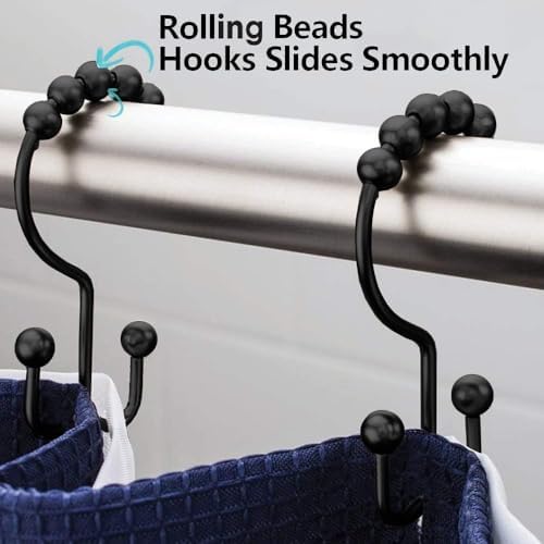 DAWNER Shower Curtain Hooks Rings, Rust Proof Hooks, Metal Easy Glide Double - Image 2