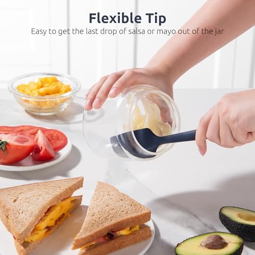 U-Taste Small Mini Silicone Spatula, 9in Rubber Jar Scraper, Midnight Blue - Image 5