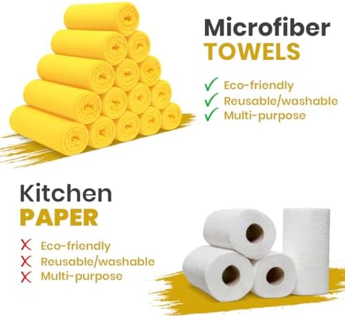 Yellow Microfiber Towels Size 16" x 16" Large, Highly Absorbent Cleaning Rags - Image 2