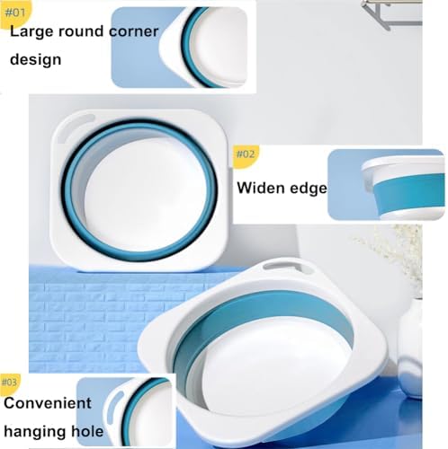 2 Pack Collapsible Plastic Wash Basin 5L, Kitchen Dishpan, Floding Small Bathtub - Image 3