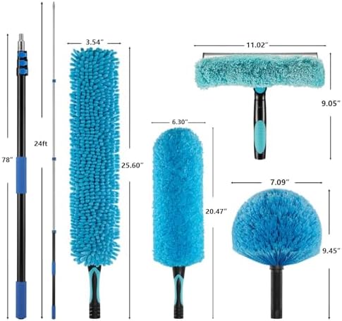 30ft 2 Cobweb Dusters, 24ft Extension Pole, High Ceiling Cleaning Tool - Image 2