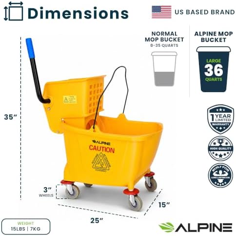 Alpine 36 Quart Commercial Mop Bucket - Image 6