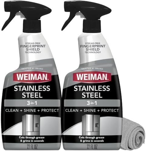 Weiman Stainless Steel Cleaner & Polish Kit, 2 Pack & Cloth by Weiman