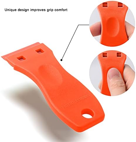 FOSHIO 2PCS Orange Plastic Razor Blade Scraper Tool and 100PCS Orange Plastic - Image 4