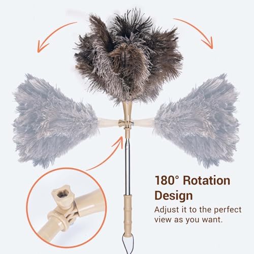 Extendable Ostrich Feather Duster, Natural Ostrich Feathers Long Handle Duster - Image 5