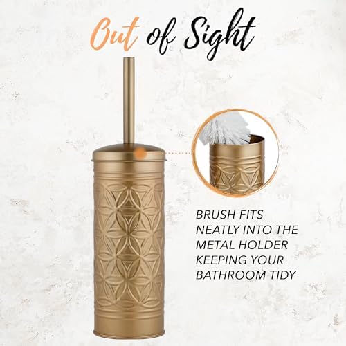 Autumn Alley Antique Gold Toilet Brush and Holder Set, Standing Toilet Brush - Image 6