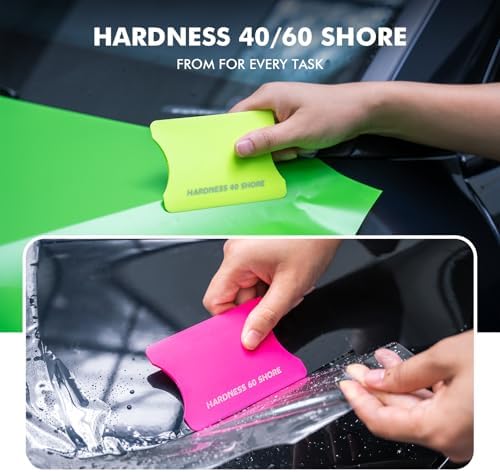 FOSHIO 2 Pack Squeegee for Vinyl – Green 40° Soft Hardness & Magenta 60° - Image 3