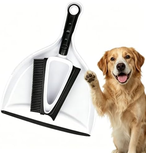 Pet Hair Removal Brush with Mini Dustpan – Double Sided, Soft Rubber by CHANHOO