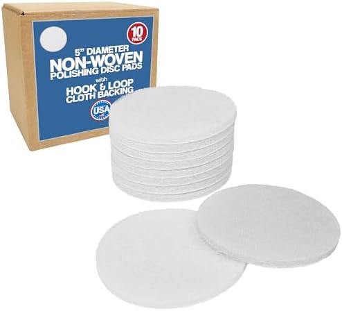 5 Inch Non Scratch Pad Hook & Loop Non Woven Discs White by PeachtreeWoodworkingSupply