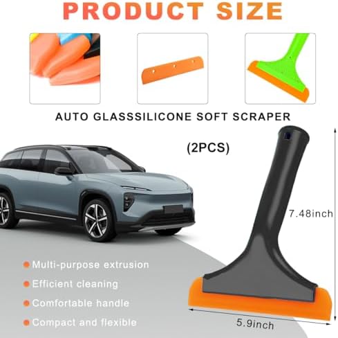 KVAEY 2PCS Small Silicone Window Squeegee, 5.9 Inch Car Windshield Water Blade - Image 2