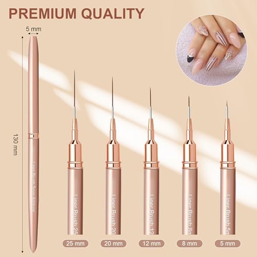Artdone Metallic Nail Art Pens, Liner Brushes Set - Image 2