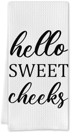 Funny Bathroom Towels with Sayings- Funny Decorative Dish Towel, Hello Sweet by CILRII