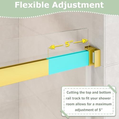 Frameless Clear Double Bypass Sliding Bathtub Shower Door, Brushed Gold Hardware - Image 6