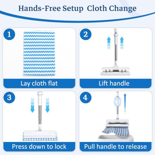 Hands Free Flat Mop with 5 Reusable Microfiber Pads, 49.2" Extra Long Handle & - Image 2