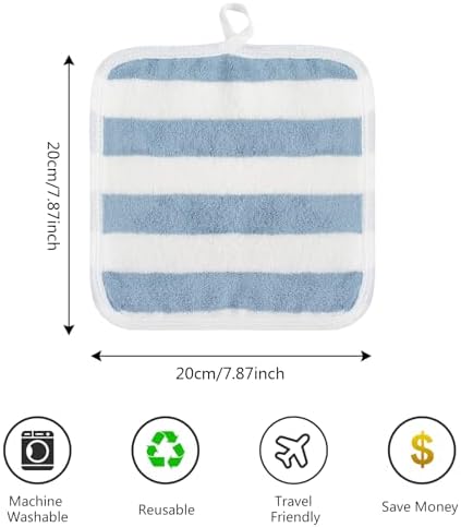 Microfiber Facial Cloths Fast Drying Washcloth 8x8inch Stripes 6 pack - Image 2