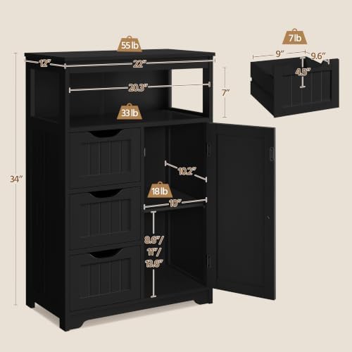 Yaheetech Small Freestanding Bathroom Storage Cabinet - Image 3