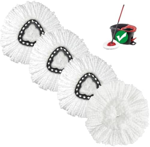 Spin Mop Replacement Heads, 4 Pack Compatible by Nuorest