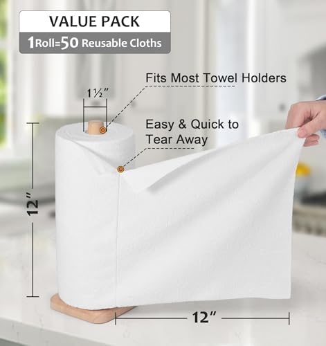 UPSTAR Microfiber Cleaning Cloth, Reusable Paper Towels Rolls, 50 Packs 12x12 - Image 3