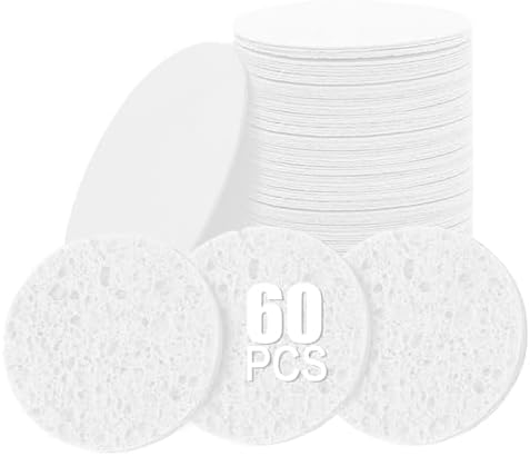60-Count Compressed Facial Sponges Natural Cellulose by MainlyRunMakeupSupplier
