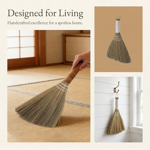 Miscanthus Hand Woven Sweeper Broom 3pcs Short Handle - Image 3