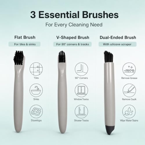 3-Pack Grout Cleaning Brush Set, Crevice Cleaning Brush - Image 2