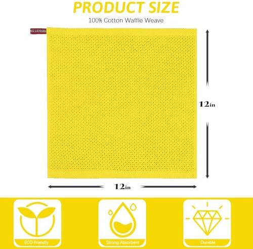 Nialnant 4 Pack Yellow Kitchen Dish Towels, 100% Cotton Waffle Weave Kitchen - Image 2