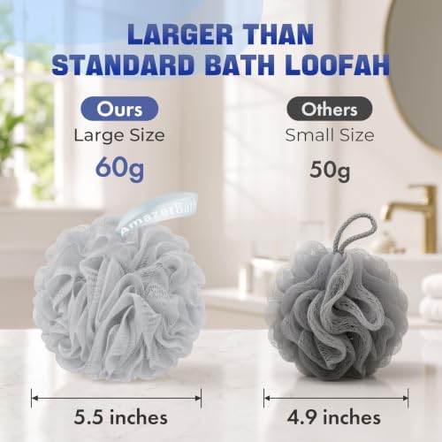 AmazerBath Loofah Sponge 60g/Piece, Exfoliating Bath Sponge Body Scrubber - Image 5