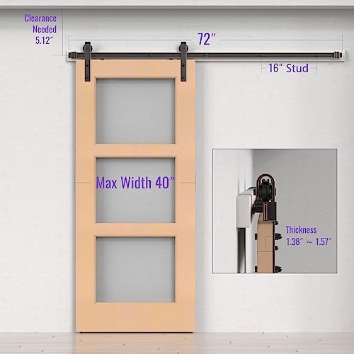 5.5FT Sliding Barn Door Hardware Kit - Image 3