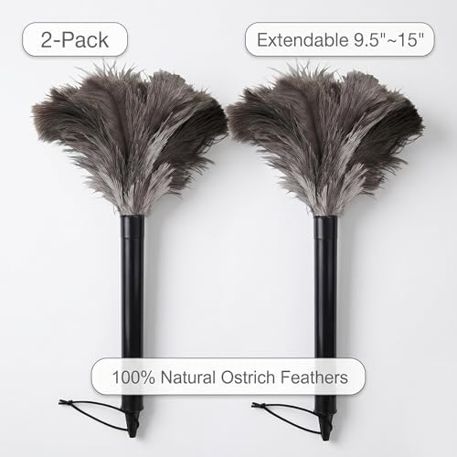 2 Pcs Retractable Ostrich Feather Dusters, Washable Handheld Tools - Image 4