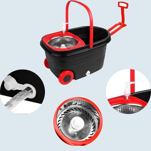 Mop Bucket with Wringer On Wheels, 360°Spin Mop and Bucket, with Stainless - Image 3