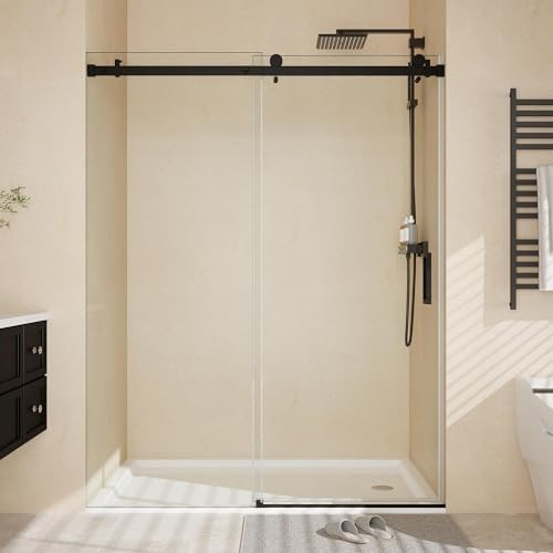 Frameless Sliding Shower Door, 44-48 Inch Width x 76 Inch Height, 1/4" Tempered by Unknown