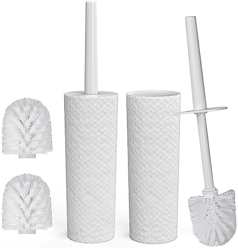 Topsky Toilet Brush & Holder Set, 2 Pack Plastic Round Barrel Loo Brush by HomeandKitchenNO1