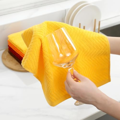 Premium Cotton Kitchen Towels Set, 4 Pack Super Absorbent Kitchen Hand Towels - Image 3